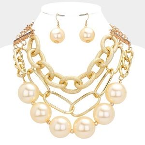 Chunky Pearl Layered Statement Necklace